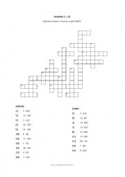 English Worksheet: Numbers 1 to 10 Crossword Game