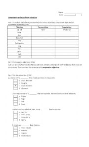 English Worksheet: Comparatives and Superlatives