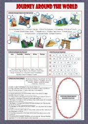 English Worksheet: Journey Around The World Vocabulary Exercises