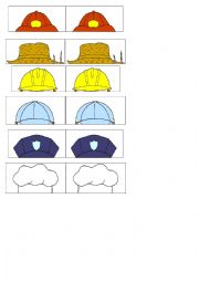 English Worksheet: What hat do they wear?