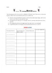 Movie themes worksheet