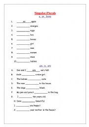English Worksheet: singular and plural