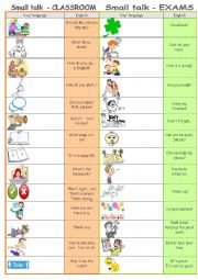 English Worksheet: Small talk by topics - SCHOOL & EXAMS (editable)