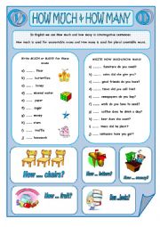 English Worksheet: HOW MUCH & HOW MANY