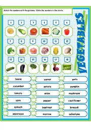 English Worksheet: Vegetables matching
