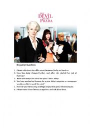 English Worksheet: Discussion after the movie: Devil wears Prada