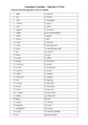 Computer English Verbs - Opposites