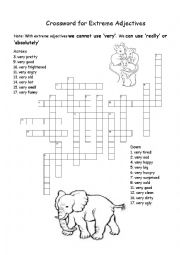 English Worksheet: Crossword for Extreme Adjectives