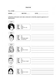 English Worksheet: COMPARATIVE/SUPERLATIVE ADJECTIVES + DESCRIBING PEOPLE 