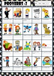 English Worksheet: PROVERBS 2 + KEY