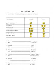 English Worksheet: Love, like, hate + -ing