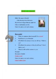 English Worksheet: True or false game