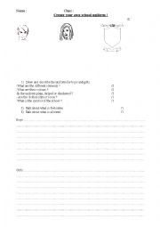 English Worksheet: Create your own school uniform