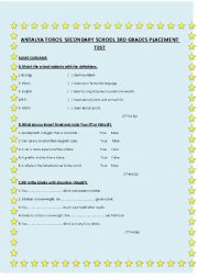 Placement tests worksheets