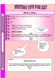 English Worksheet: writing tips for KET exam 