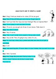 English Worksheet: Mom wants me to write a diary (Wimpy Kid)