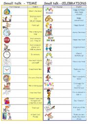 English Worksheet: Small talk by topics - TIME & CELEBRATIONS (editable)