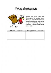 English Worksheet: turkey writing 