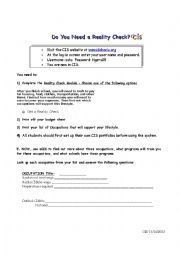 English Worksheet: Career Information Systems Reality Check