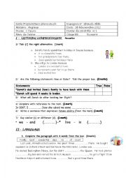 English Worksheet: mid term test 1 8th grade