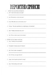 English Worksheet: Reported Speech