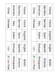 English Worksheet: countries and nationalities