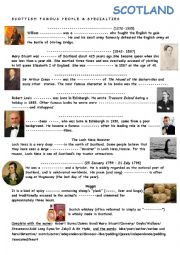 English Worksheet: Scottish Famous People & Specialties