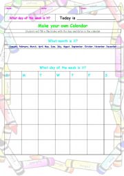 English Worksheet: Make your own calendar