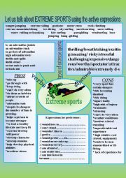 English Worksheet: EXTREME SPORTS. Active words and expressions for everybody.