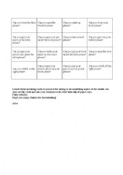 English Worksheet: Can you close the door please? Speaking cards for asking to do something