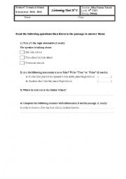 English Worksheet: Global English Test  N 1 9th FBT