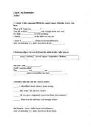 English Worksheet: Song: Adele