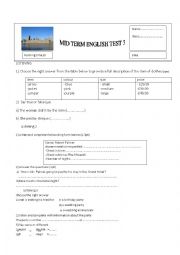 English Worksheet: Mid term test 3 for 8th formers tunisian curriculum