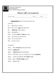 English Worksheet: Phone conversation