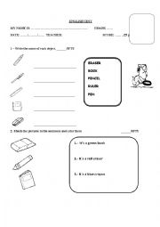 English Worksheet: test school objects