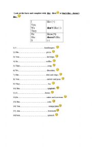 English Worksheet: Like affirmative and negative