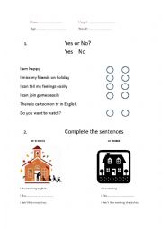 English Worksheet: Check the students abilities