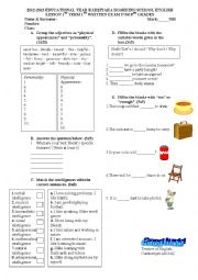 English Worksheet: Exam for 8th grades