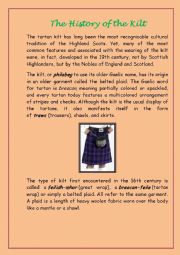 English Worksheet: The History of the Kilt