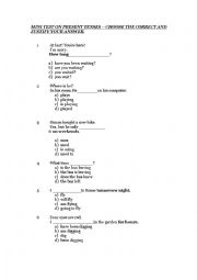 English Worksheet: Revision of present- future tenses with key