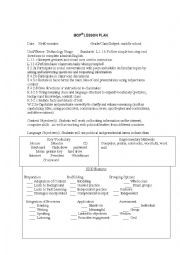 English Worksheet: SIOP Lesson Plan Computers