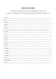 English Worksheet: Dead Words 