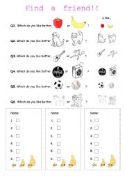 English Worksheet: Which do you prefer?