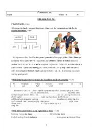 English Worksheet: mid-term test N1, 7th gr.(2012)