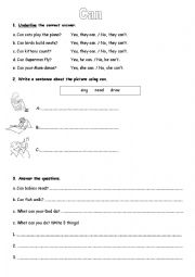 Can/cant (differentiated worksheets).