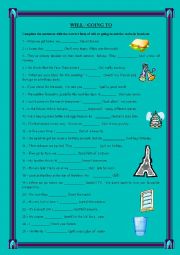 English Worksheet: WILL or GOING TO