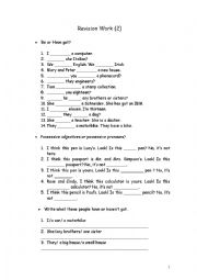 English Worksheet: Revision work  2