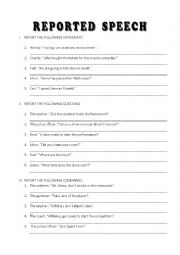 English Worksheet: Reported Speech