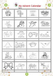 English Worksheet: My Advent Calendar part 4- kids worksheet