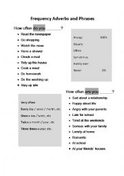 English Worksheet: Frequency Adverbs and Phrases